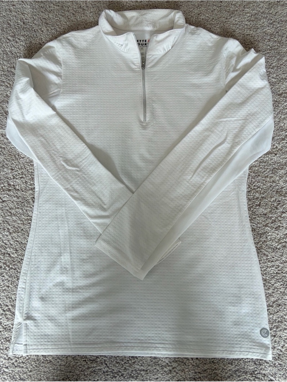 Bette & Court Womens S White Quarter Zip Long Sleeve Golf Tennis Sun Shirt NWOT